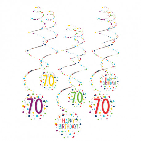 Deko Spiralen 70 Happy Birthday, 6er