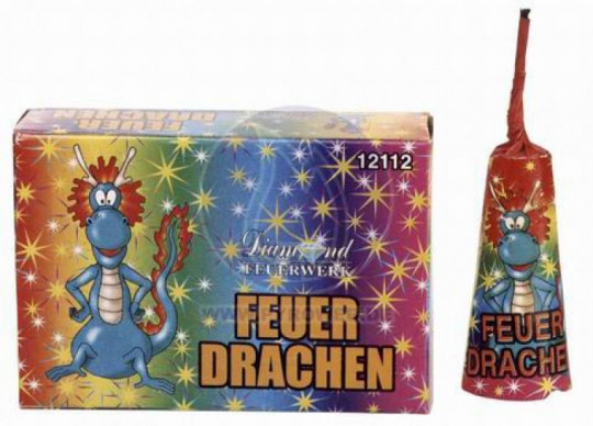 Feuer Drachen bunte Goldfontäne-5er Schachtel