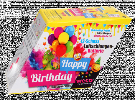 Happy Birthday, 12-Schuss-Luftschlangenbatterie