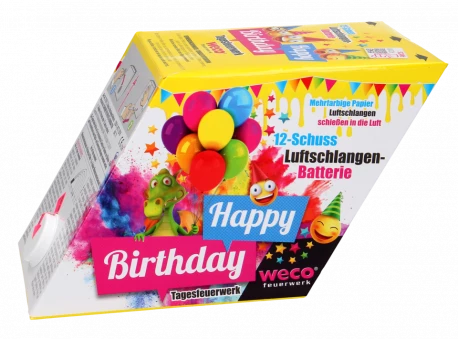 Happy Birthday, 12-Schuss-Luftschlangenbatterie