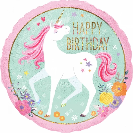 Ballon Holo  Magical Unicorn Happy Birthday