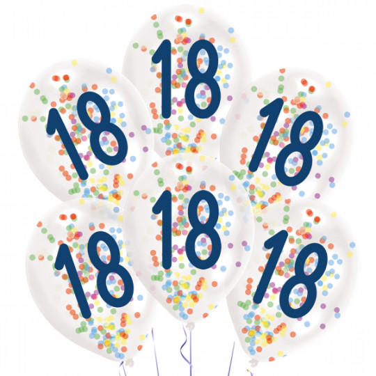 Ballon Latex 18 Birthday gefüllt, 6er