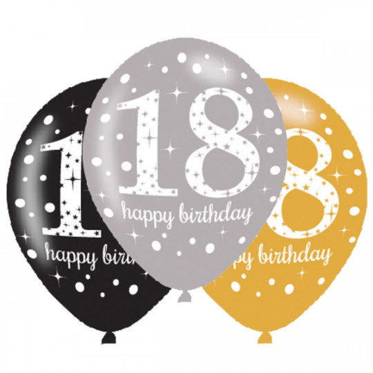 Ballon Latex 18 Happy Birthday, 6er