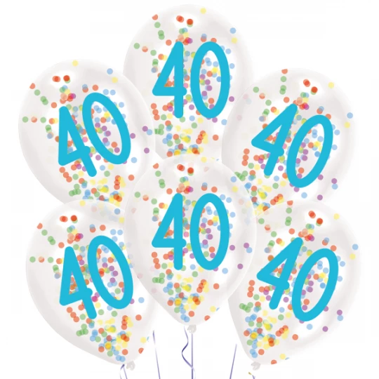 Ballon Latex 40 Birthday gefüllt, 6er