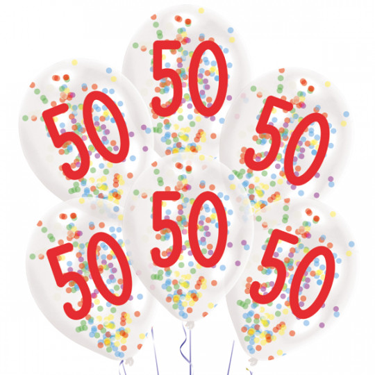 Ballon Latex 50 Birthday gefüllt, 6er