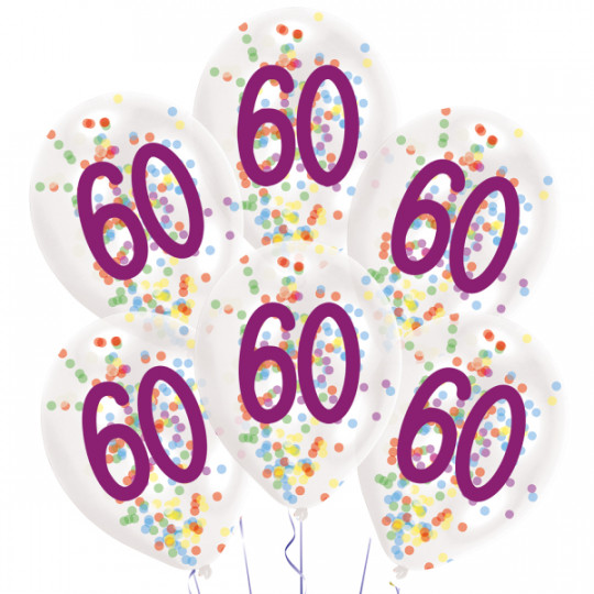 Ballon Latex 60 Birthday gefüllt, 6er