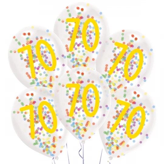 Ballon Latex 70 Birthday gefüllt, 6er