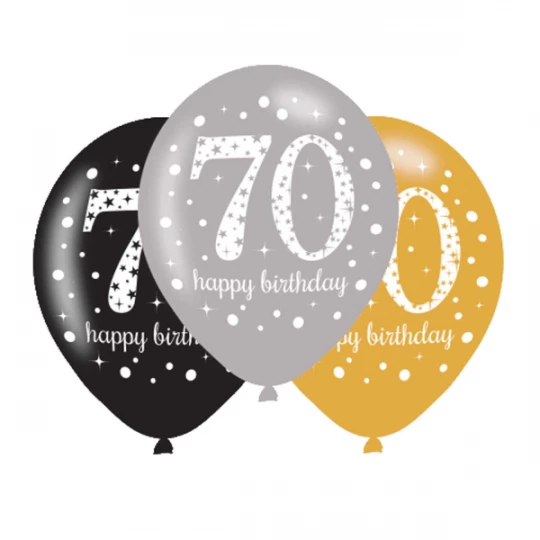 Ballon Latex 70 Happy Birthday, 6er