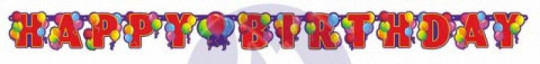 Banner -Happy Birthday- mit Luftballons