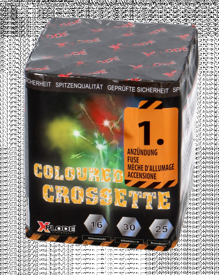 Coloured Crossette, 16 Schuss Batterie