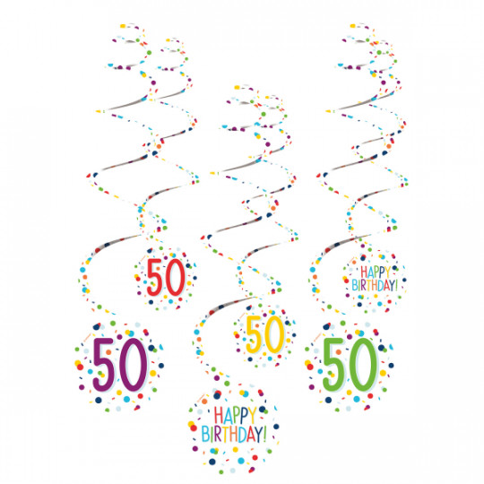 Deko Spiralen 50 Happy Birthday, 6er