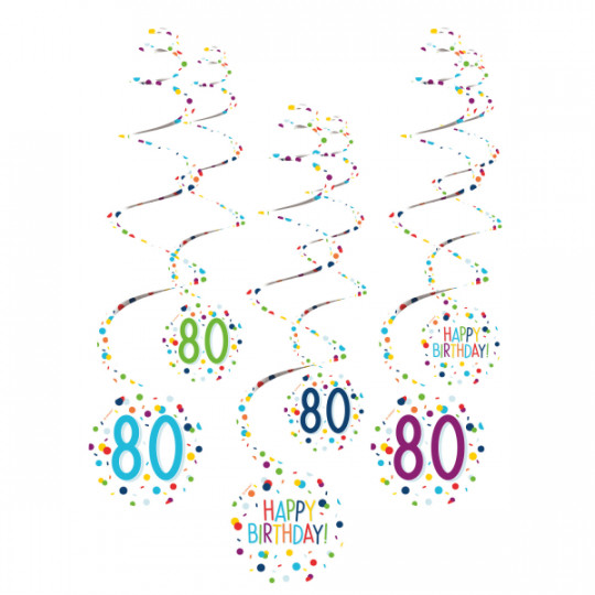 Deko Spiralen 80 Happy Birthday, 6er