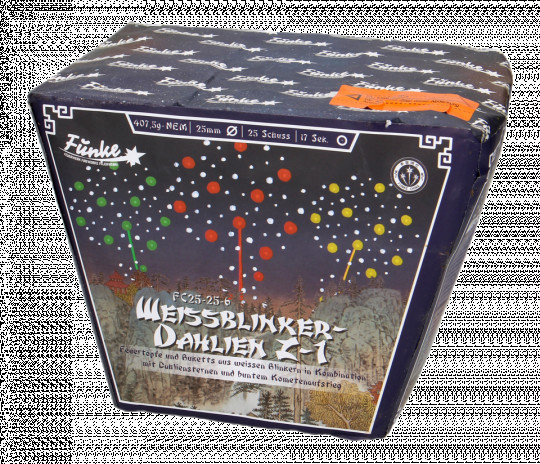 Funke Weißblinker-Dahlien Z-1, 25-Schuss-Fächerbatterie