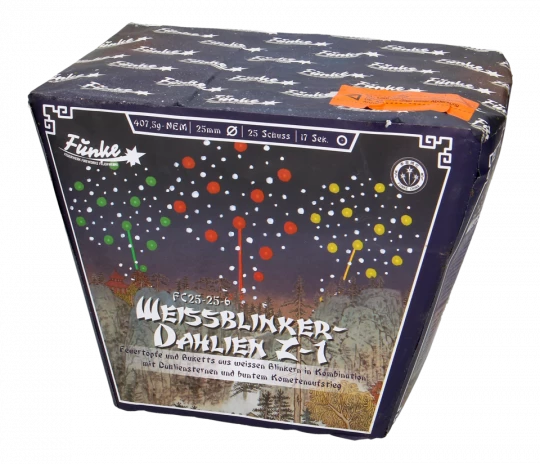 Funke Weißblinker-Dahlien Z-1, 25-Schuss-Fächerbatterie