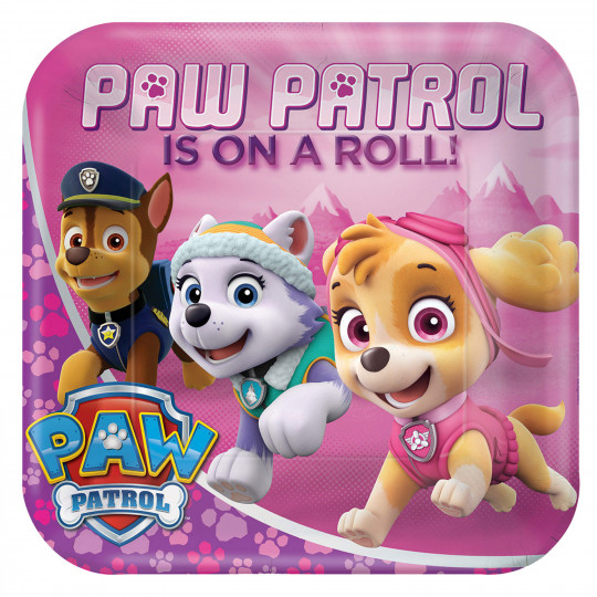 Papp Teller Paw Patrol Pink, 8er