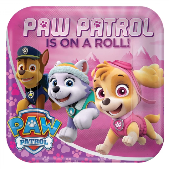 Papp Teller Paw Patrol Pink, 8er