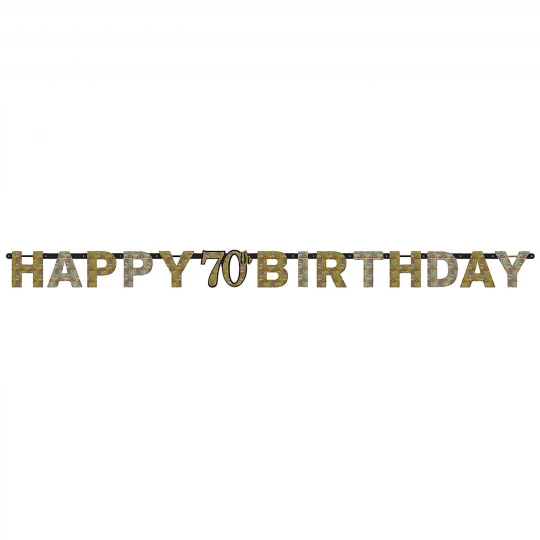 Partykette Happy 70 Birthday Gold Folie, 213cm