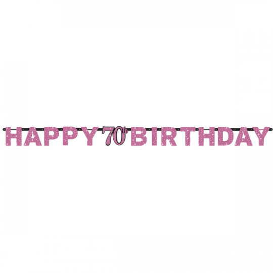 Partykette Happy 70 Birthday Pink Folie, 213cm