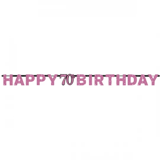 Partykette Happy 70 Birthday Pink Folie, 213cm