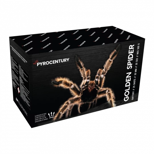 Pyrocentury Golden Spider, 25 Schuss Fächerbatterie