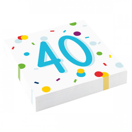 Servietten 40 Happy Birthday, 20er