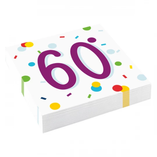 Servietten 60 Happy Birthday, 20er