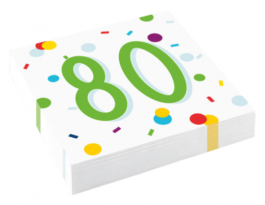 Servietten 80 Happy Birthday, 20er