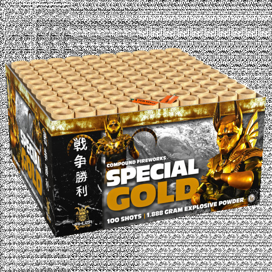 Special Gold, 100-Schuss-Verbundfeuerwerk im Käfig