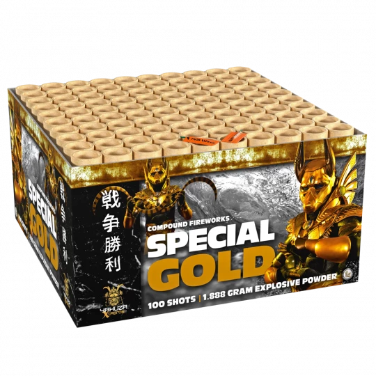 Special Gold, 100-Schuss-Verbundfeuerwerk im Käfig