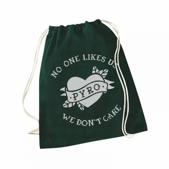 Stoffrucksack Bottle Green: No one likes us we don't care