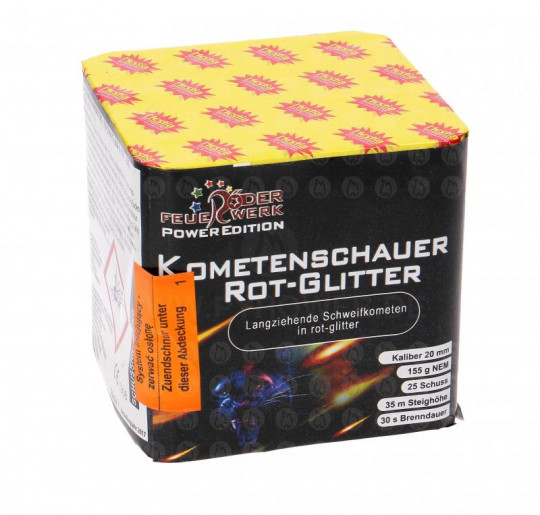Kometenschauer Rotglitter, 25 Schuss Batterie