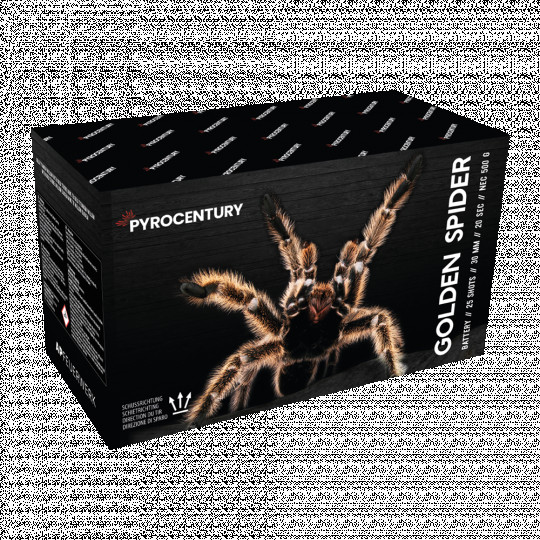 Pyrocentury Golden Spider, 25 Schuss Fächerbatterie