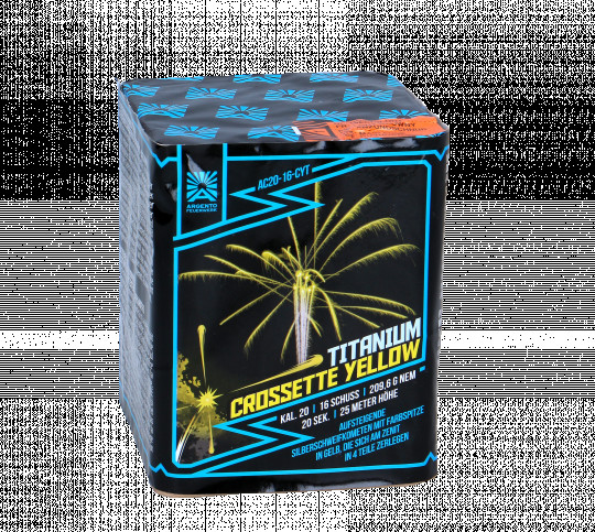 Titanium Crossette Yellow, 16-Schuss-Batterie